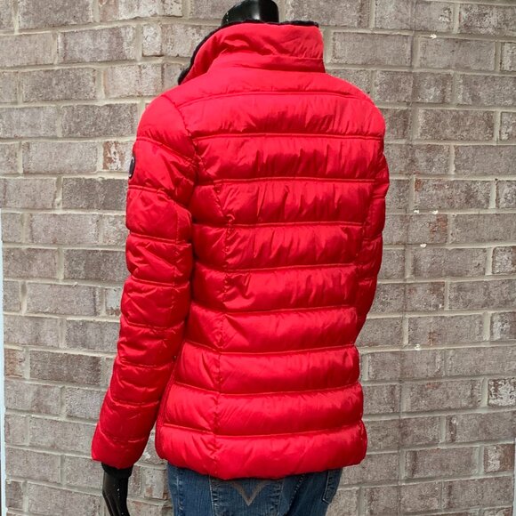 Nautica Red Puffer Water Resistant Midweight Jacket Sz S - Picture 3 of 16